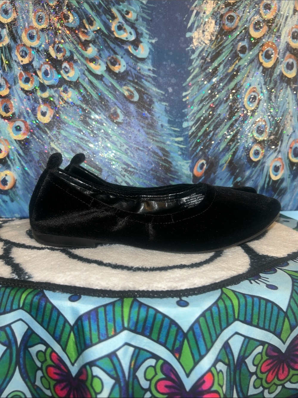 Nine West Black Velvet Ballet Flats Size 6.5